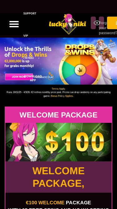 Promotions mobiles du casino Lucky Niki