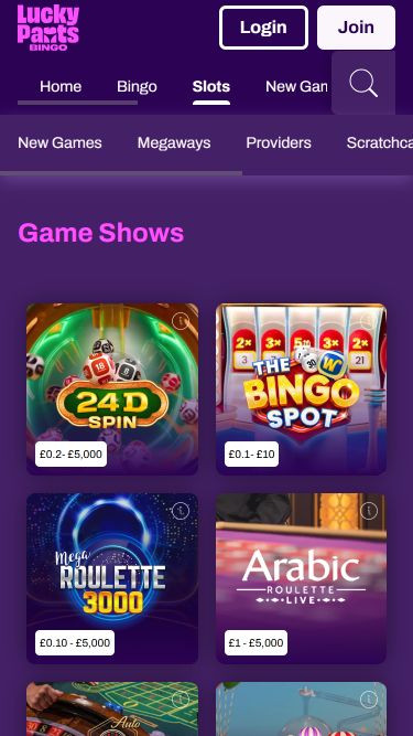 Lucky Pants Bingo Мобильный Живой Дилер