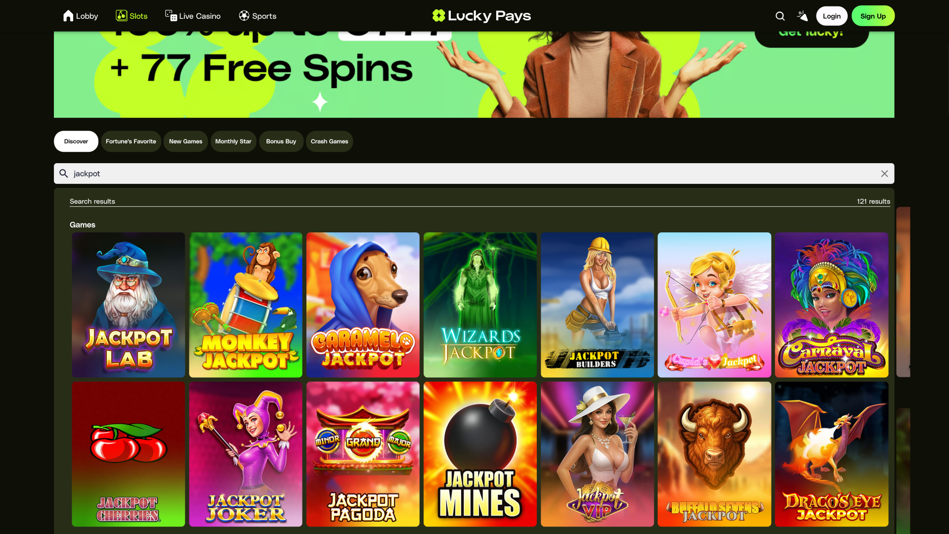 Lucky Pays Casino Desktop Jackpot