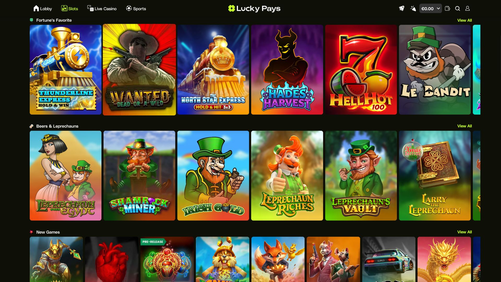 Giochi desktop del casinò Lucky Pays