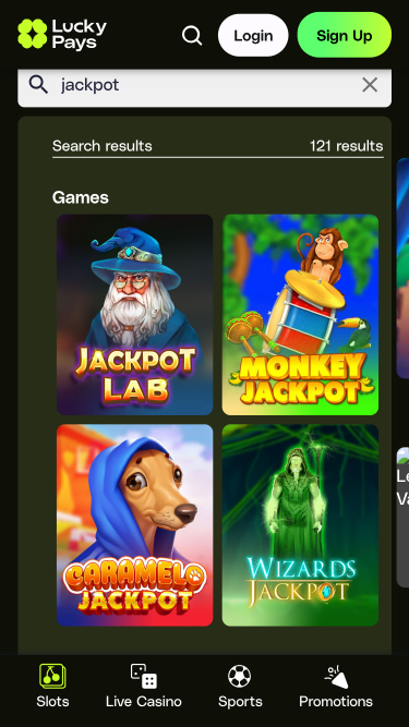 Lucky Pays Casino Mobile Jackpot