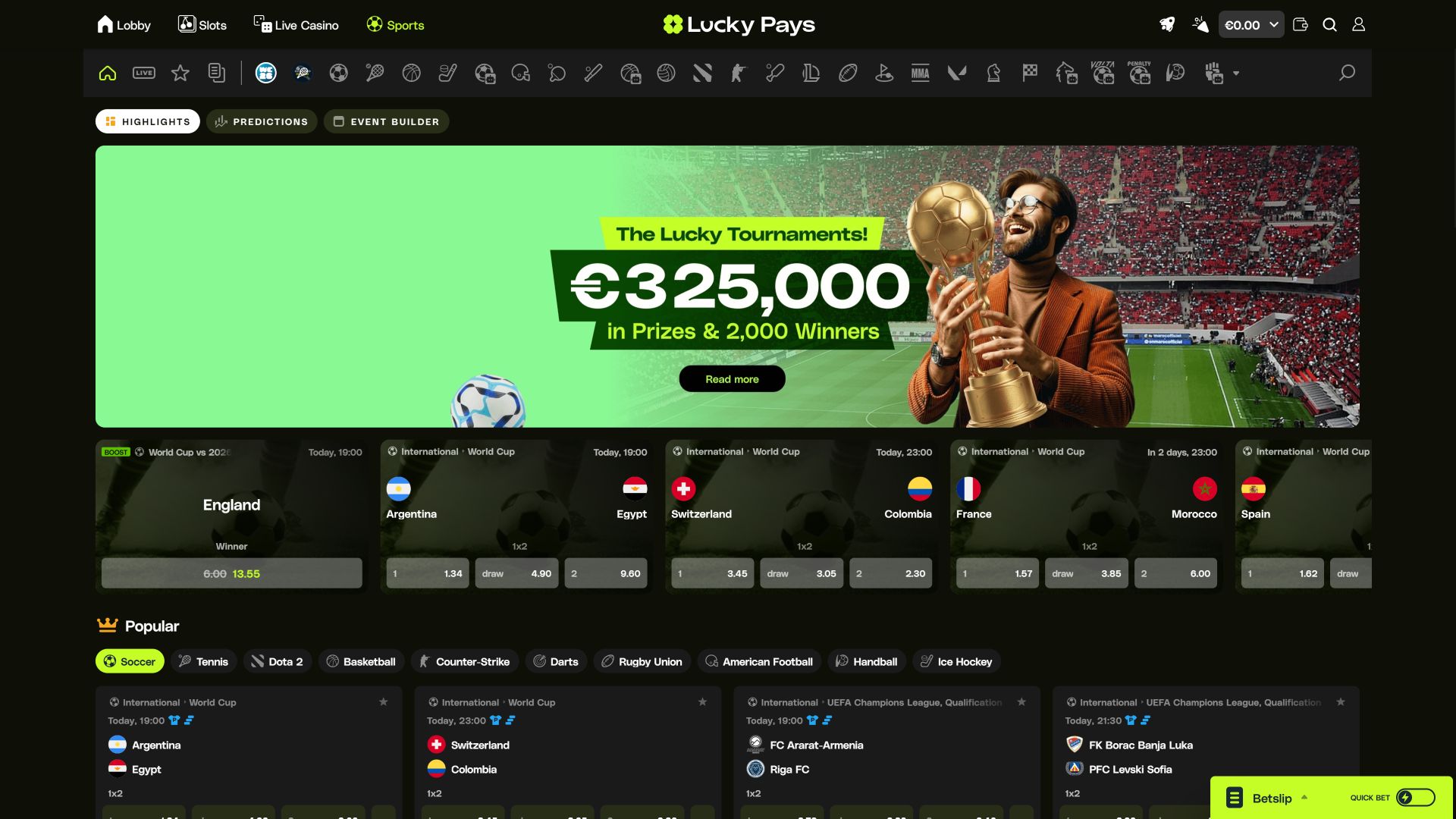 Casinò Lucky Pays Desktop Sports