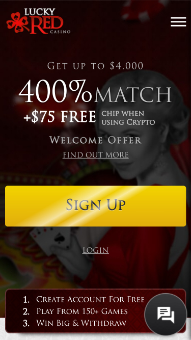 Página de inicio móvil de Lucky Red Casino