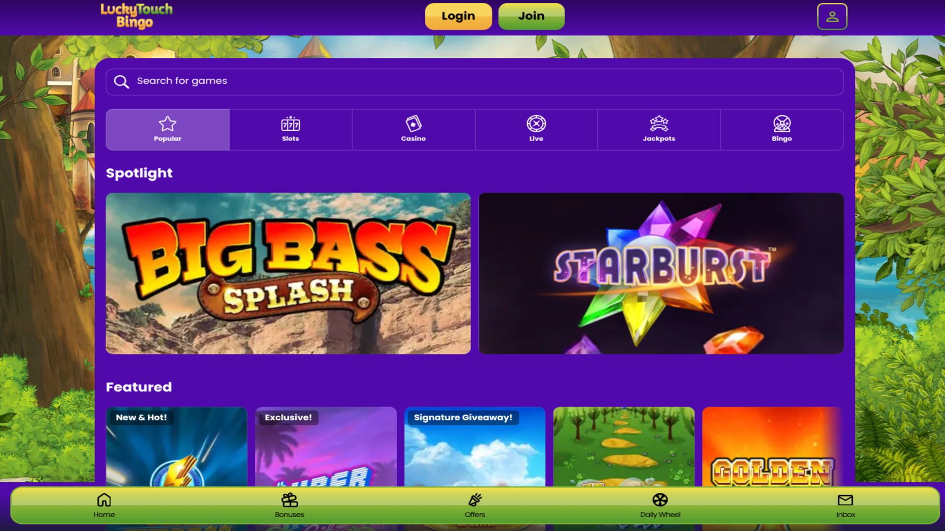 Jeux de bingo Lucky Touch sur ordinateur