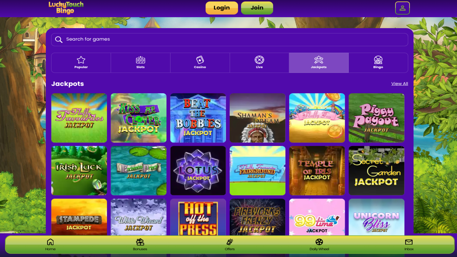 Jackpot de bureau Lucky Touch Bingo