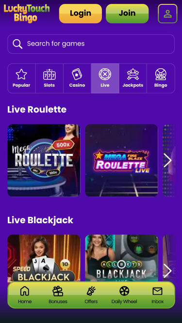 Lucky Touch Bingo Mobile Croupier en direct