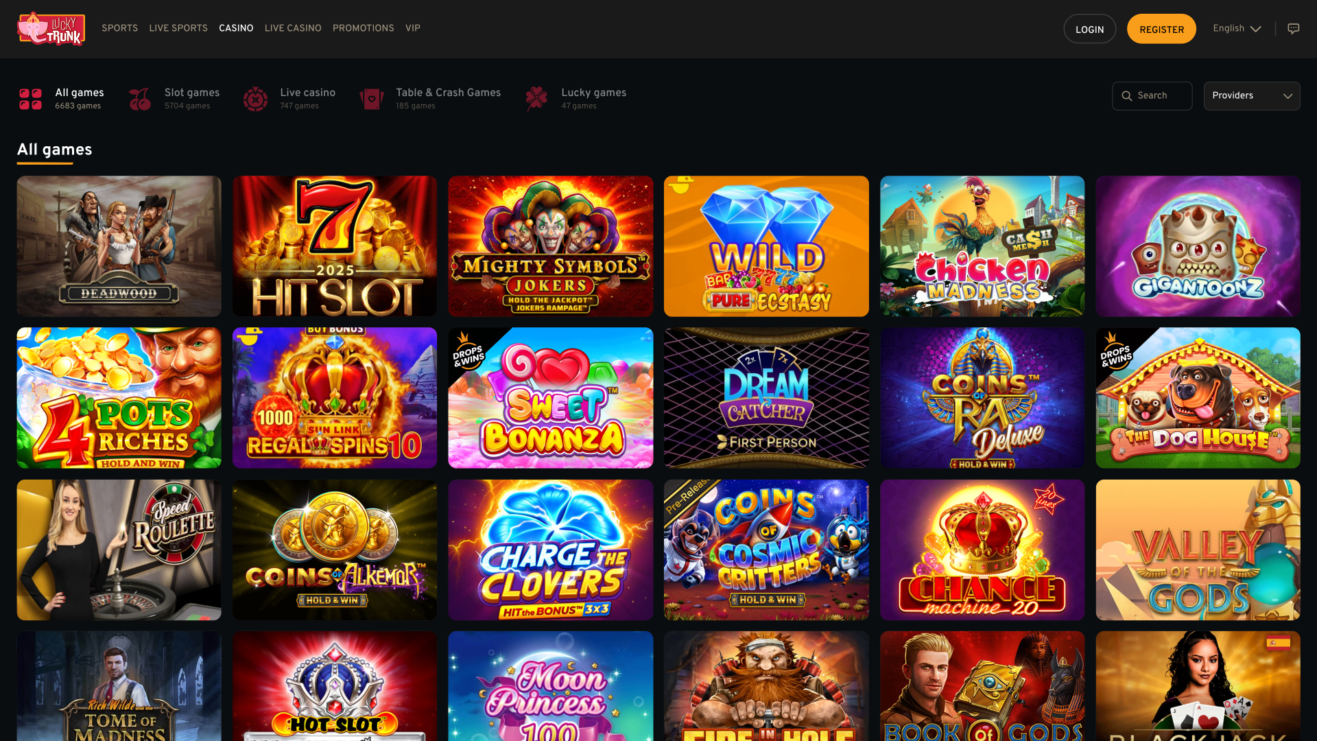 Lucky Trunk Casino Desktop Games