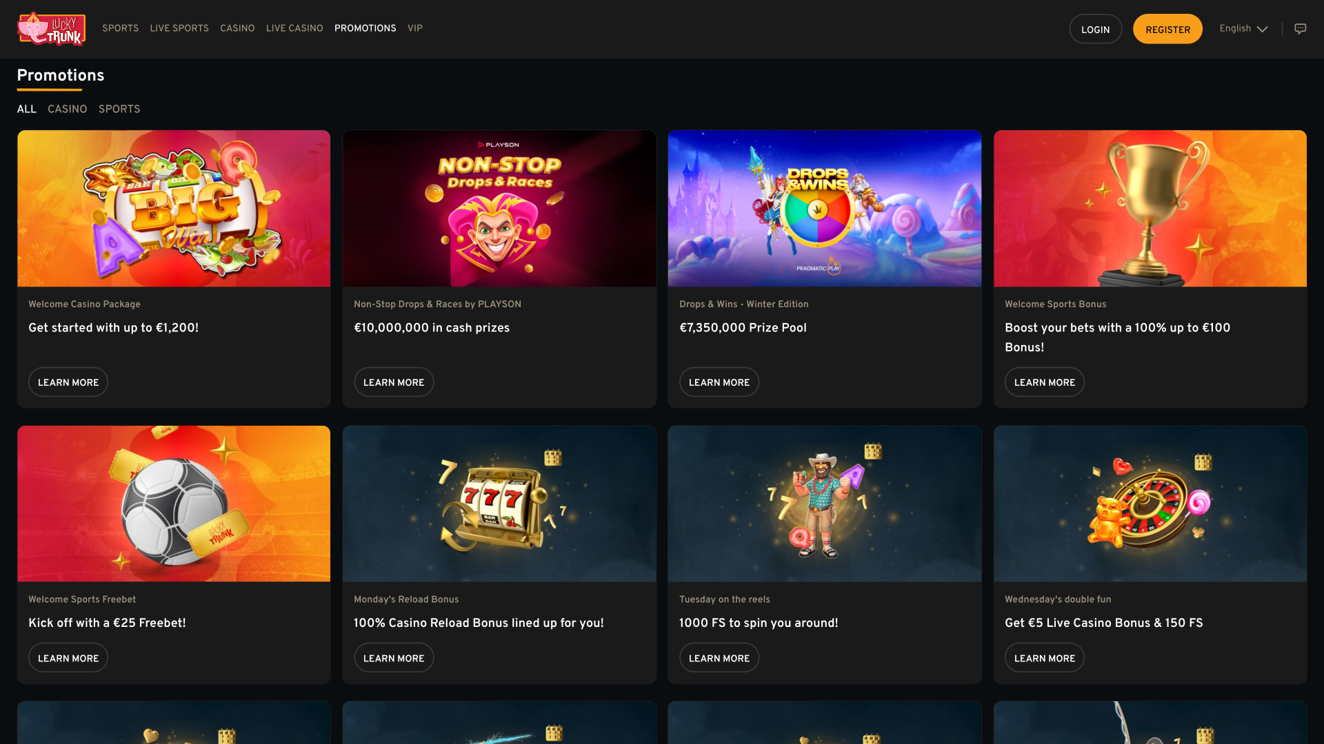 Lucky Trunk Casino Desktop Promotions