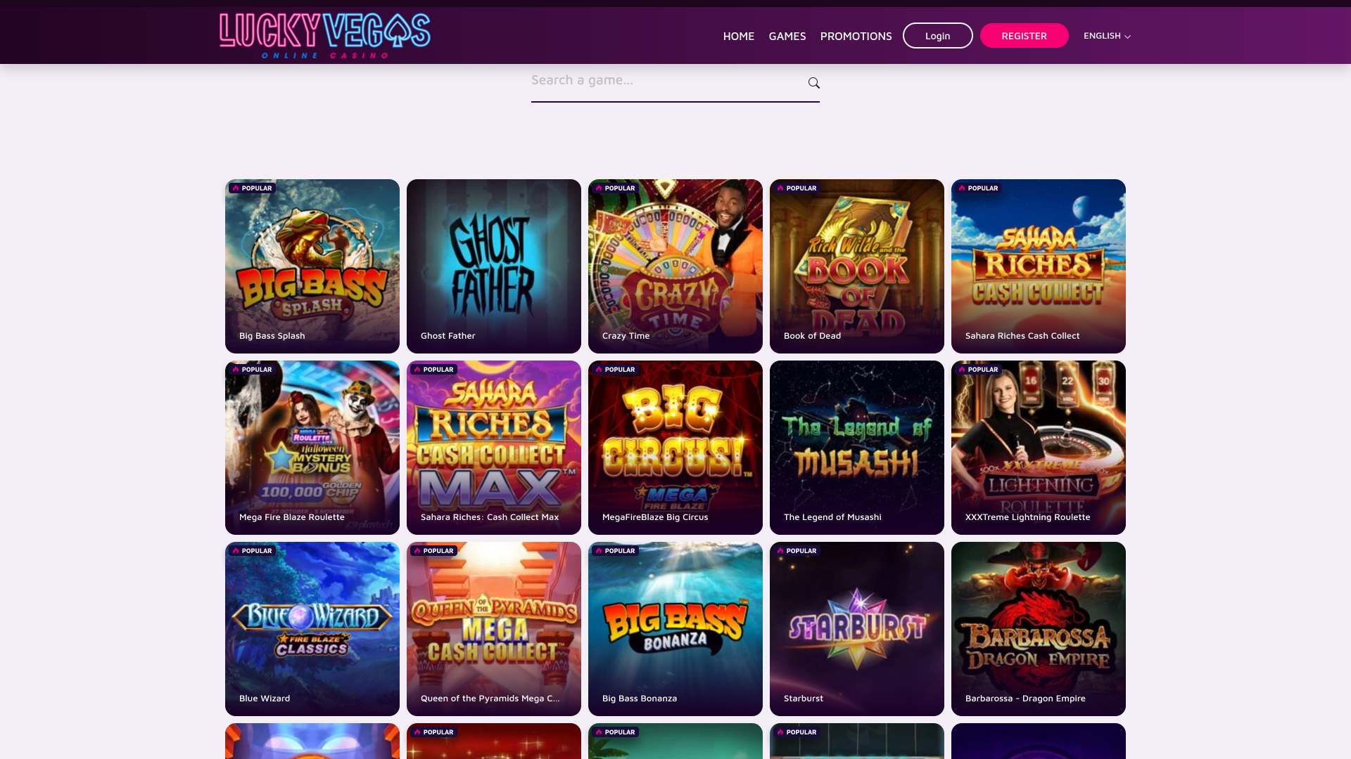 Jeux de casino Lucky Vegas sur ordinateur