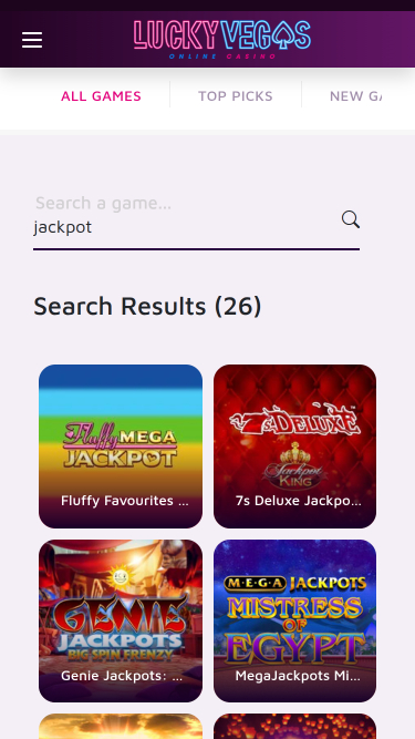 Jackpot mobile du casino Lucky Vegas
