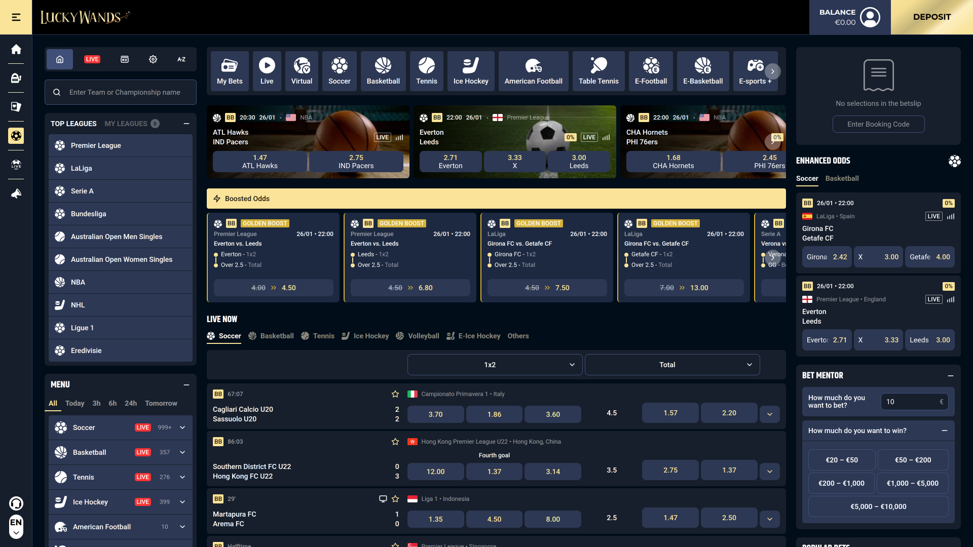 Lucky Wands Casino Desktop Sports