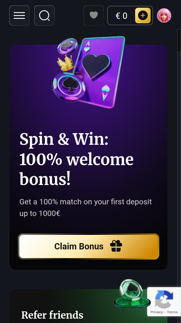 Page d'accueil mobile du casino Lucky Wells