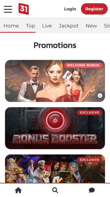 Promociones móviles del casino Lucky31
