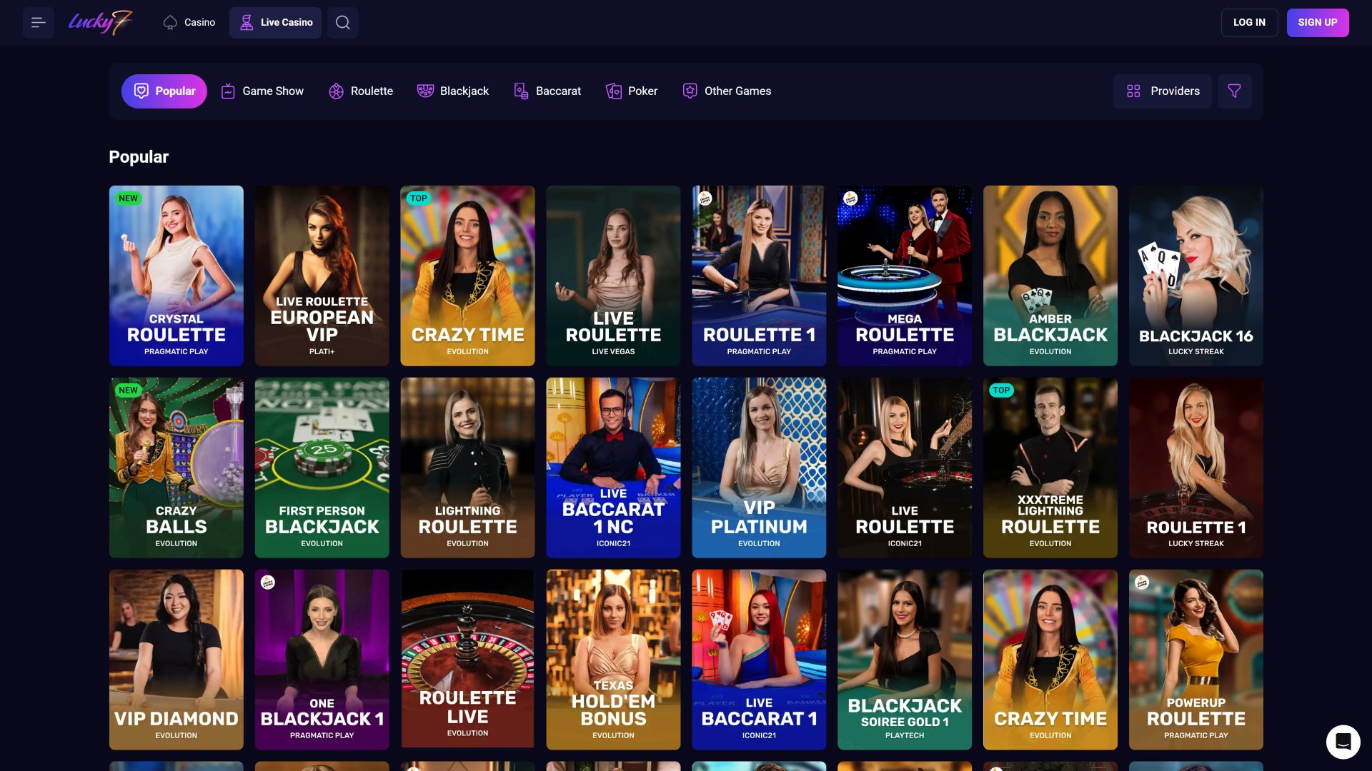 Lucky7even, croupier en direct sur ordinateur
