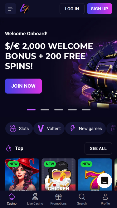 Домашняя страница мобильного приложения Lucky7even