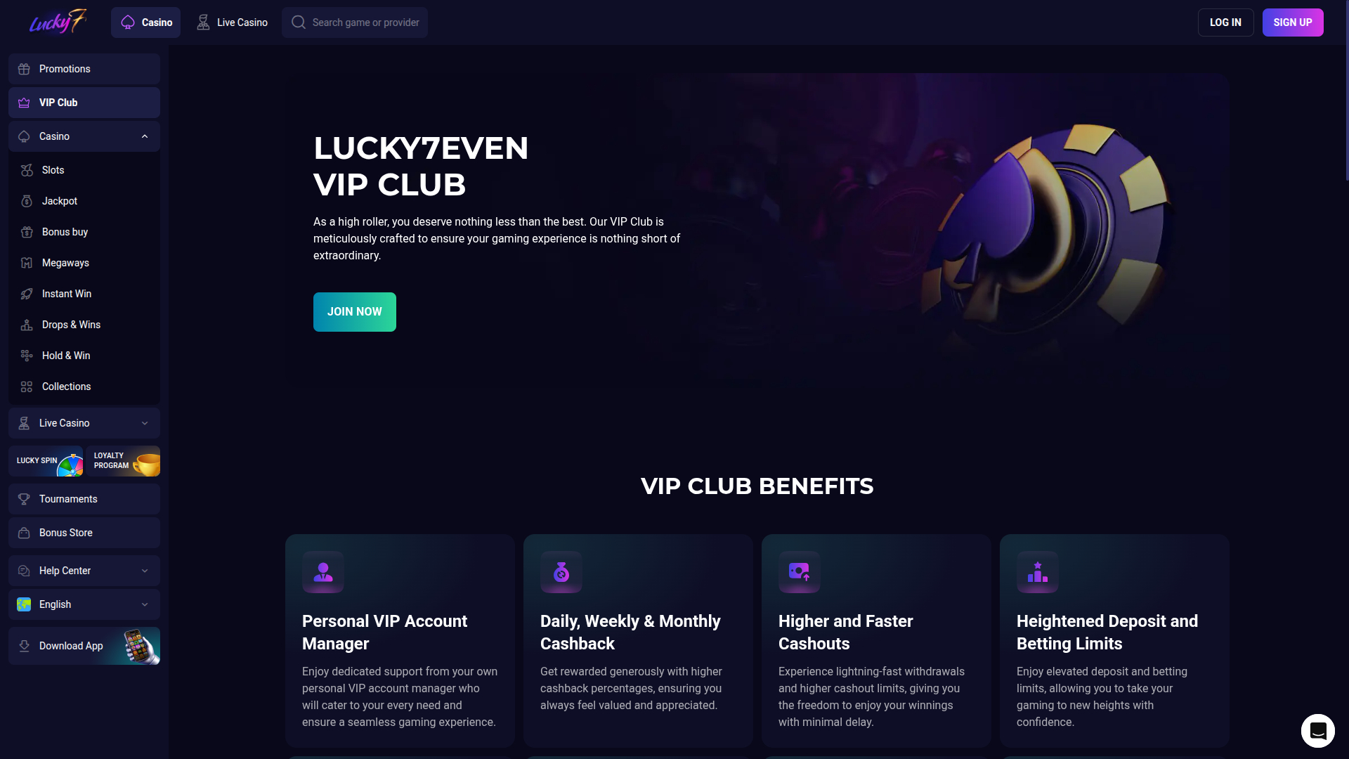 VIP-программа Lucky7even Desktop
