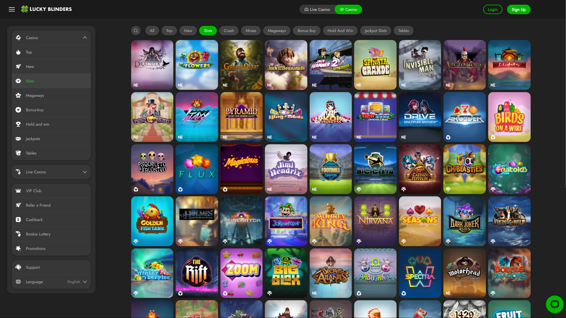 Lucky Blinders Casino-Spiele