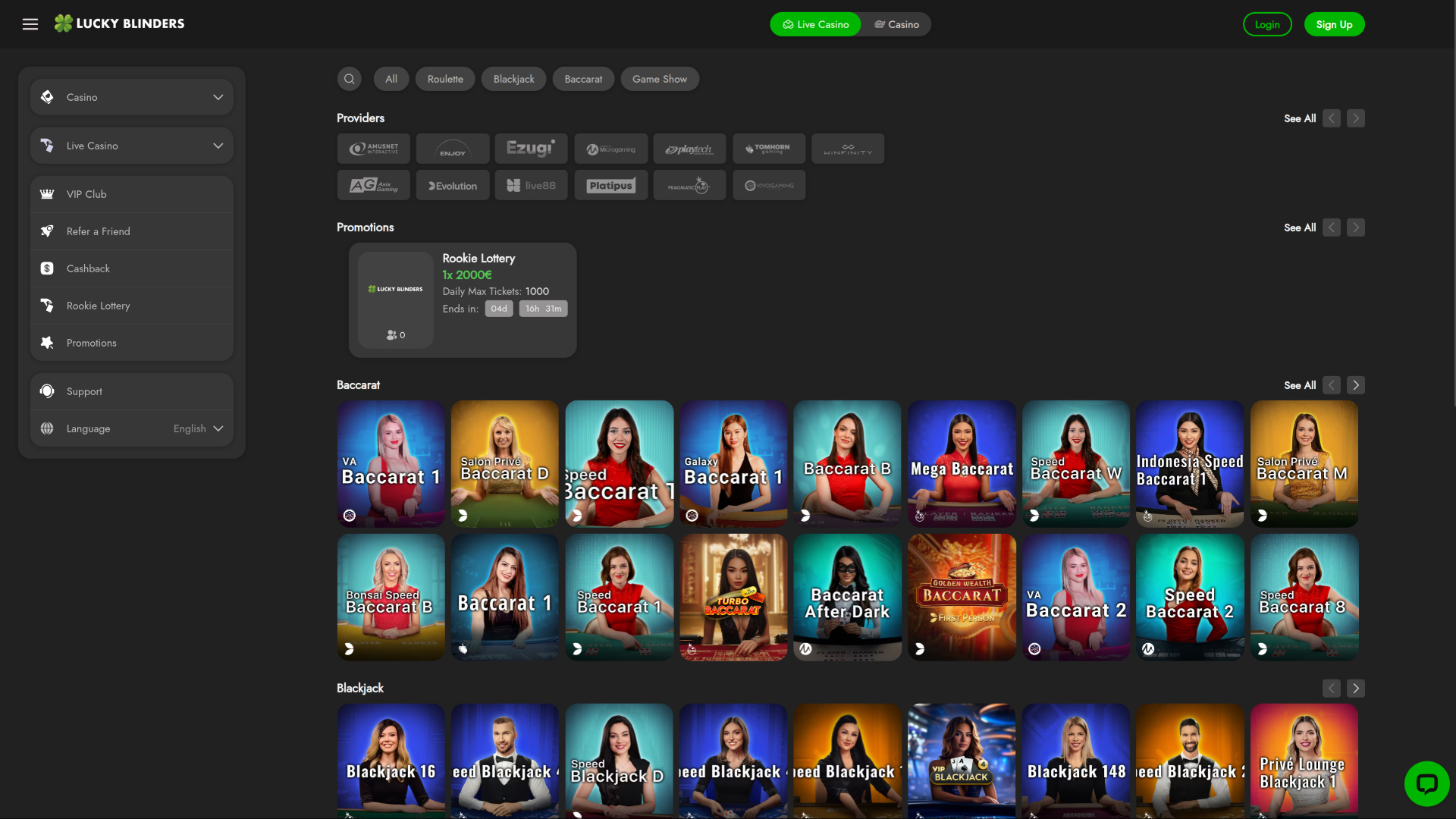 Lucky Blinders Casino Live-Dealer