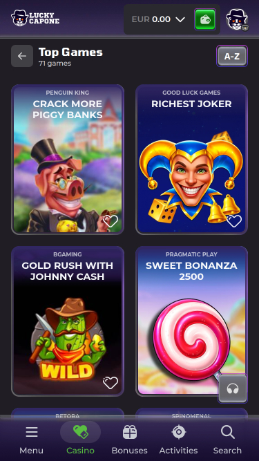 Lucky Capone Casino Mobile Games