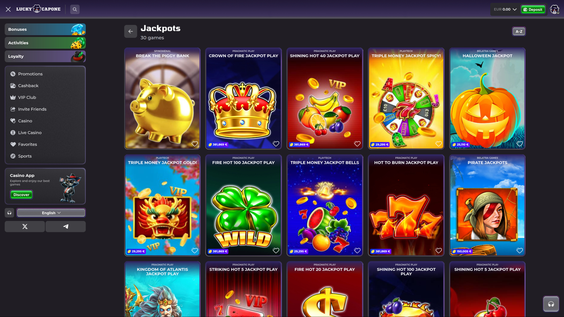 Lucky Capone Casino Desktop Jackpot
