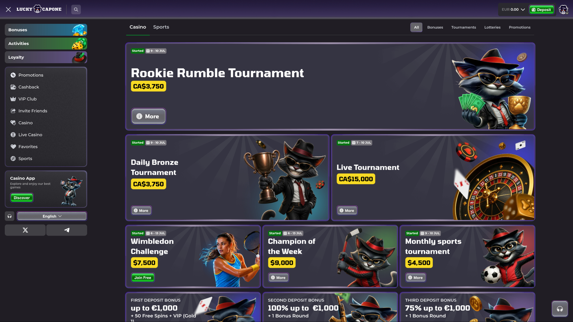 Lucky Capone Casino Desktop-Aktionen