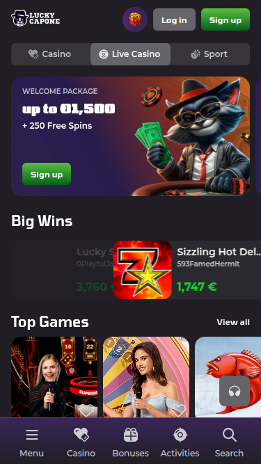 Live Dealer screenshot of Lucky Capone Casino for Mobile