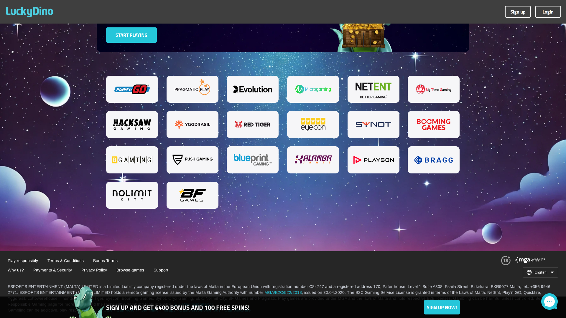 Développeurs du jeu de casino Luckydino pour ordinateur