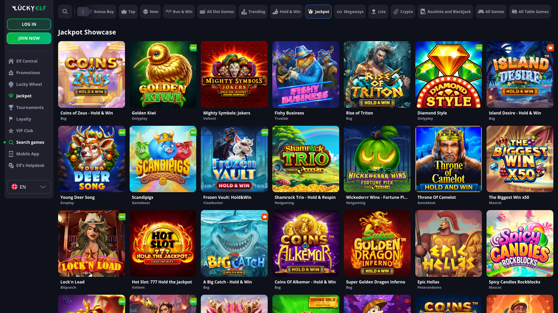 Luckyelf Casino Desktop Jackpot