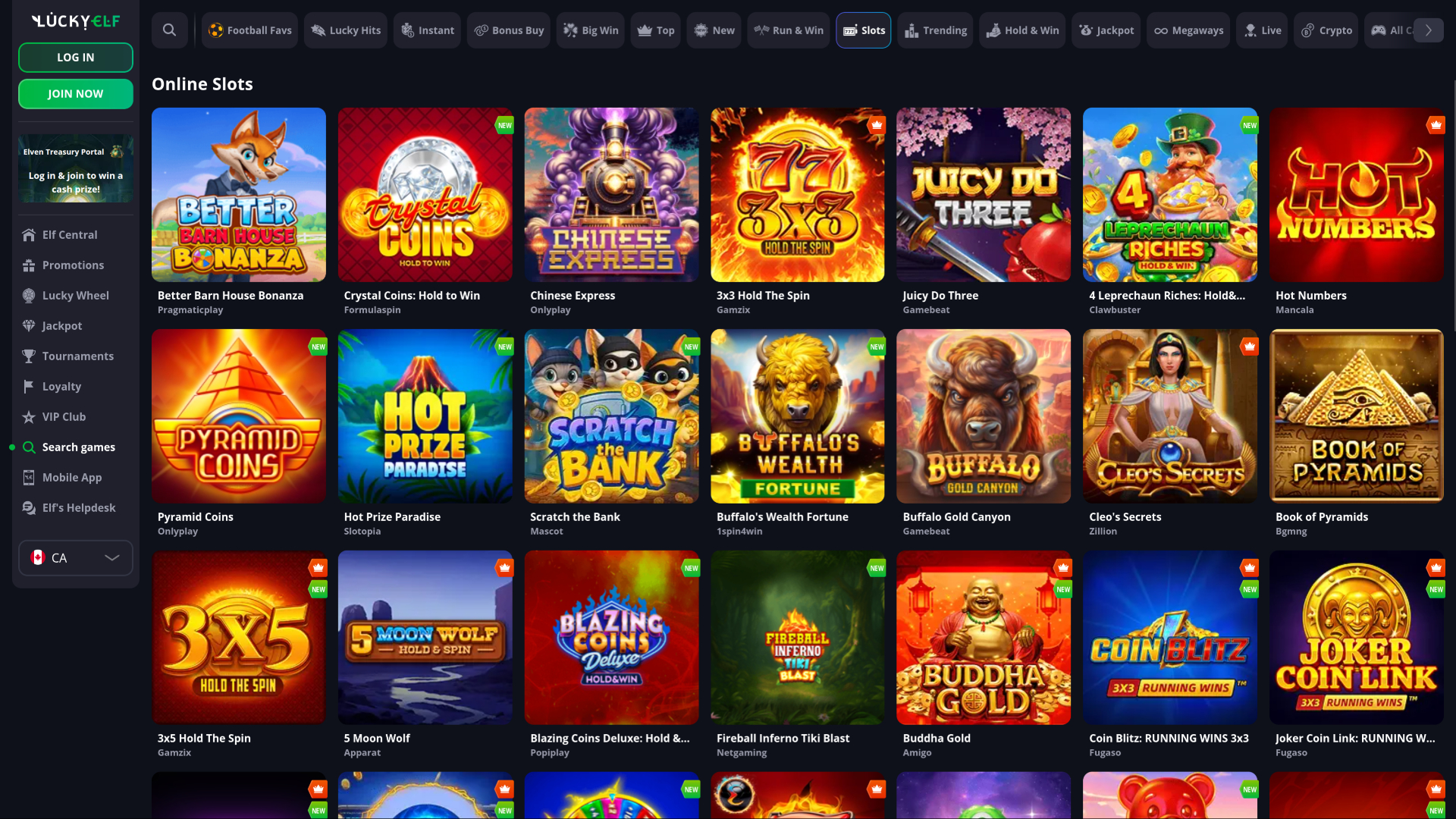 Jeux de casino Luckyelf pour ordinateur