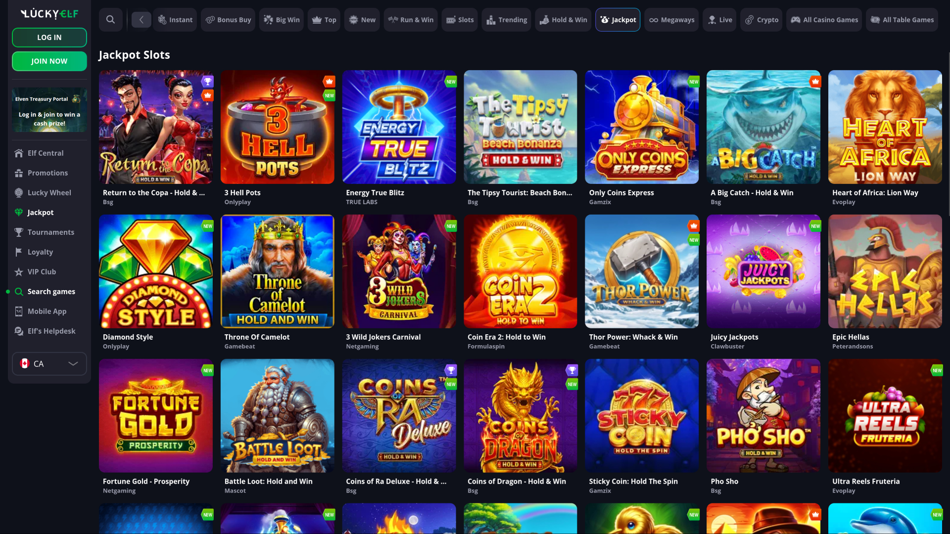 Jackpot de bureau du casino Luckyelf