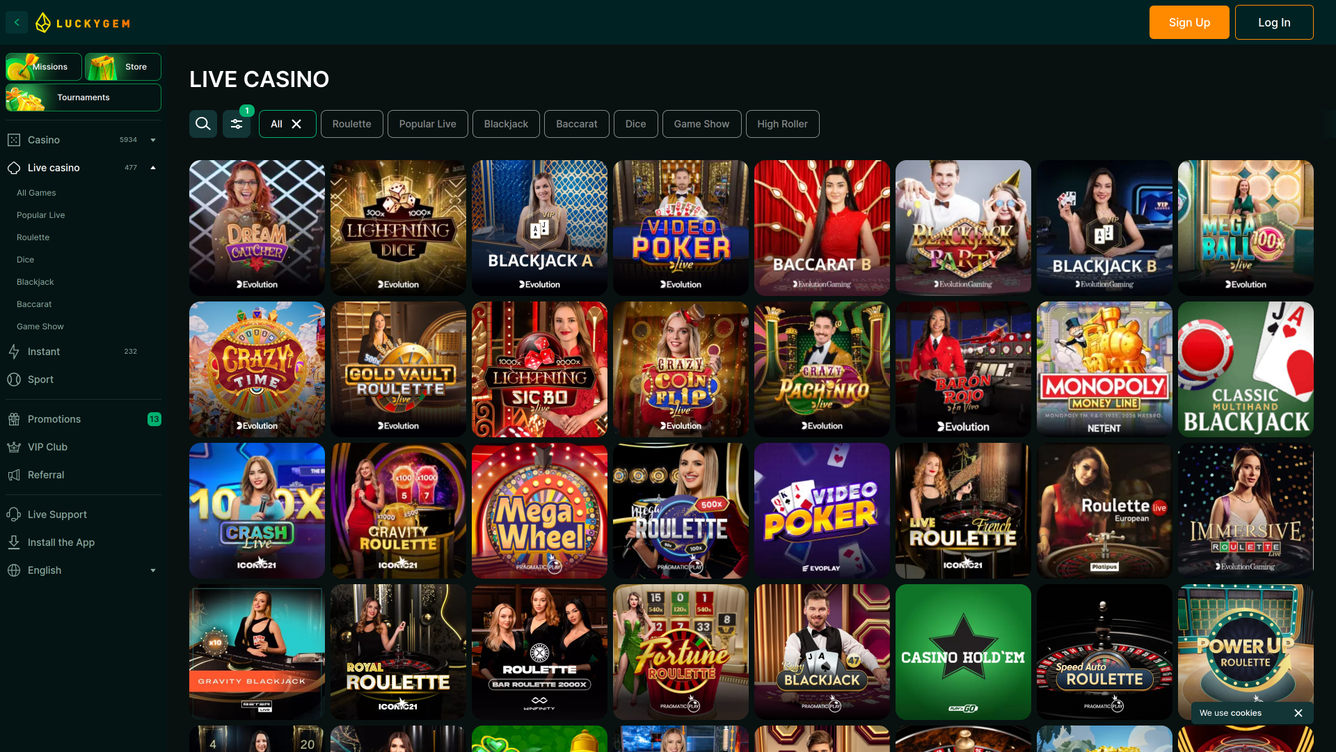 Luckygem Casino Desktop Live Dealer