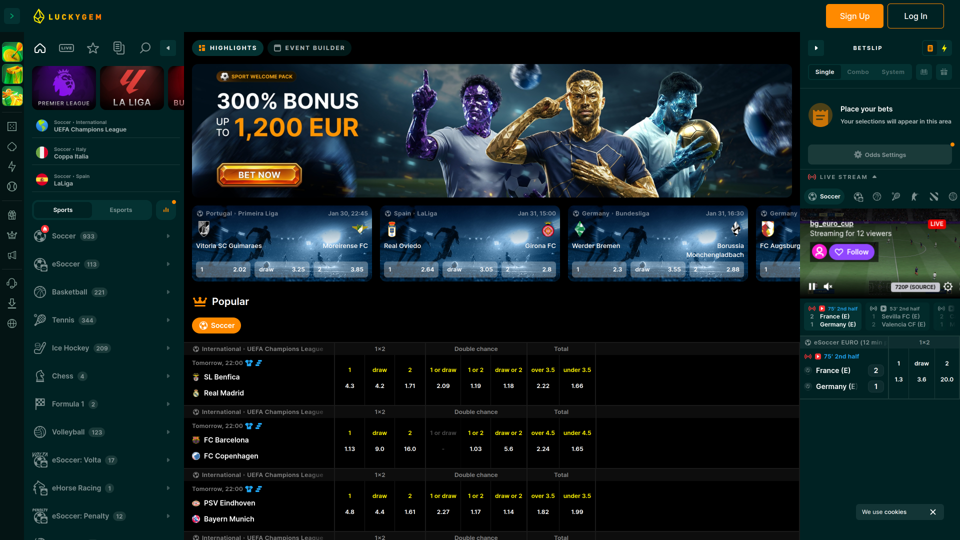 Luckygem Casino Desktop Sports 