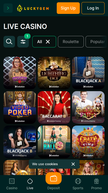 Luckygem Casino Mobile Live Dealer