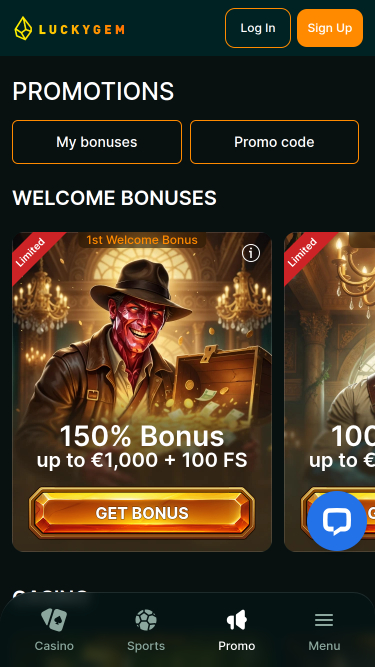 Promotions mobiles du casino Luckygem