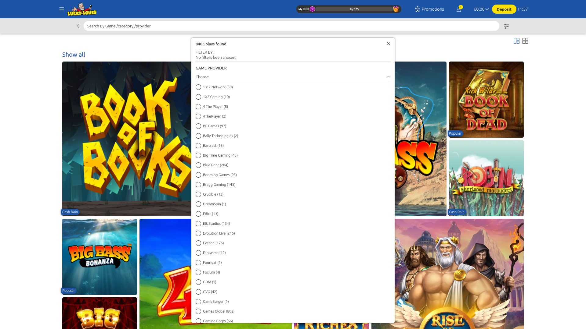 Desarrolladores de juegos de escritorio de LuckyLouis Casino