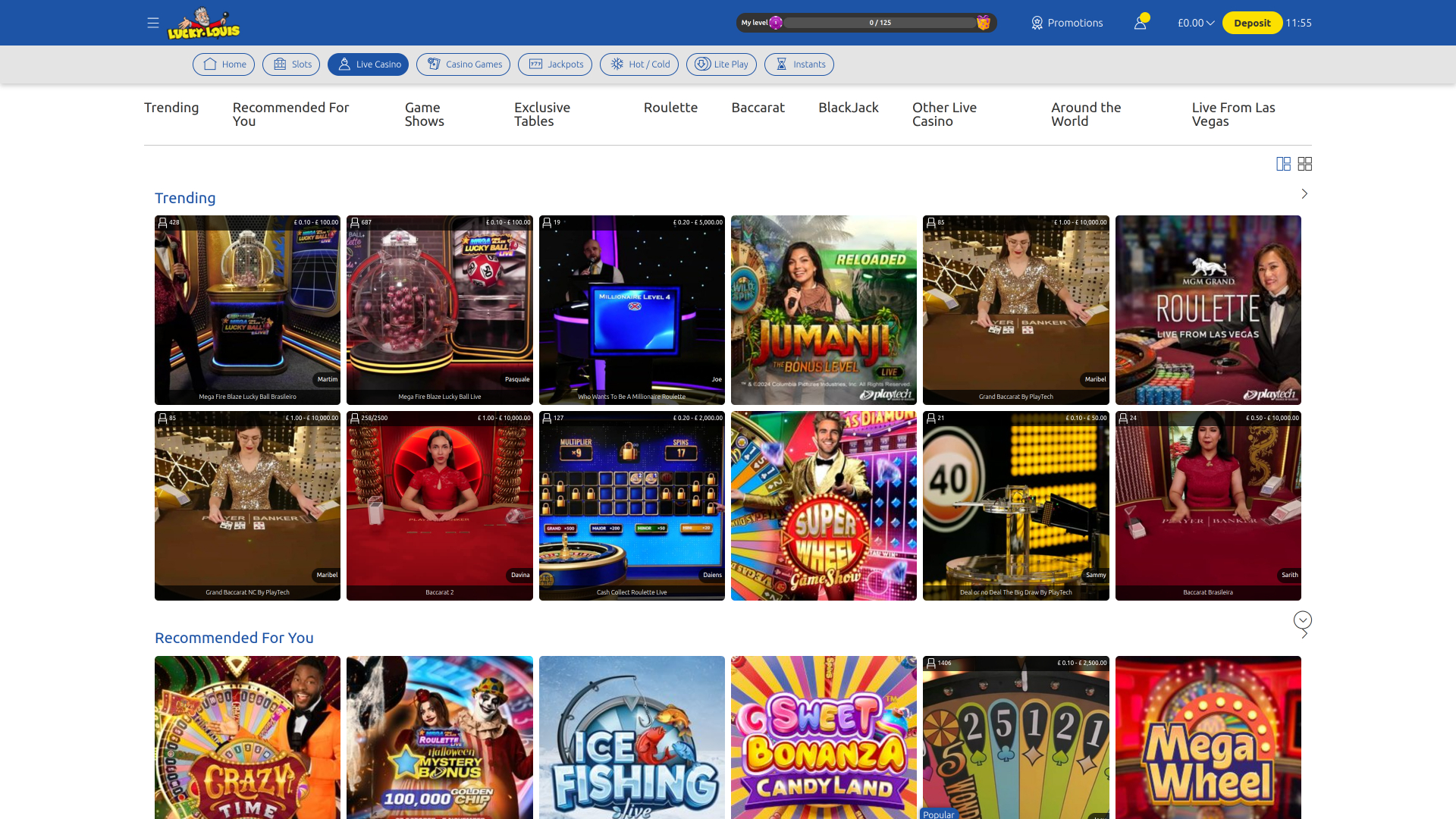 Casino LuckyLouis con crupier en vivo de escritorio