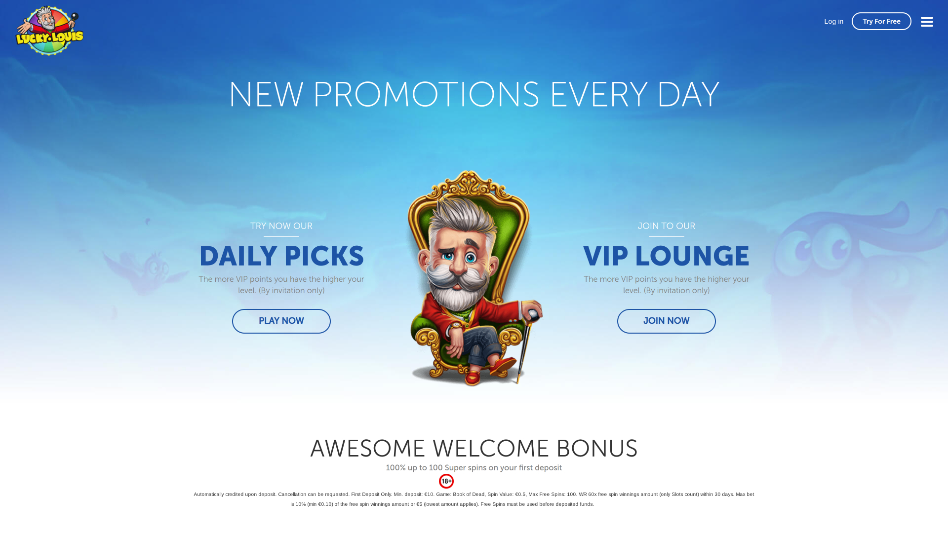 Promociones de escritorio del Casino LuckyLouis