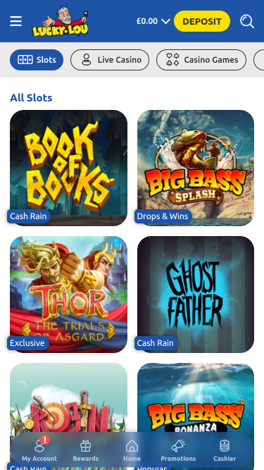 Jeux mobiles du casino LuckyLouis