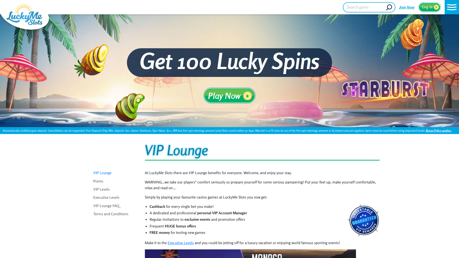 Programma VIP desktop di LuckyMe Slots Casino