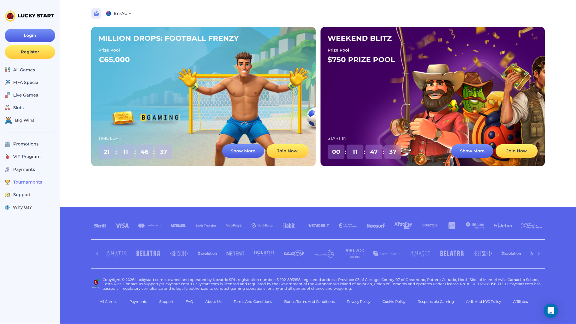 LuckyStart Casino Desktop Tournaments