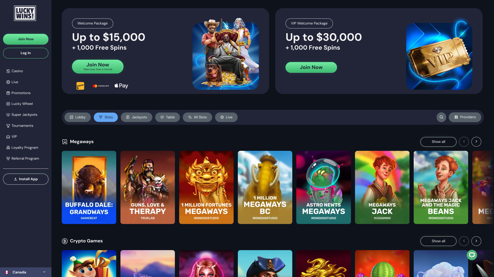 Jeux de casino Luckywins sur ordinateur