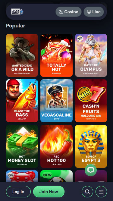 Juegos móviles del casino Luckywins
