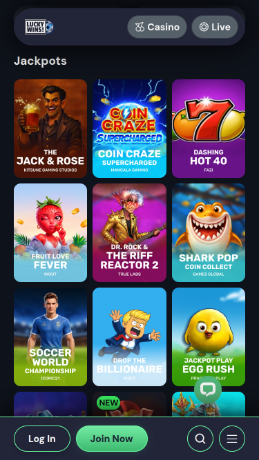 Jackpot móvil del casino Luckywins