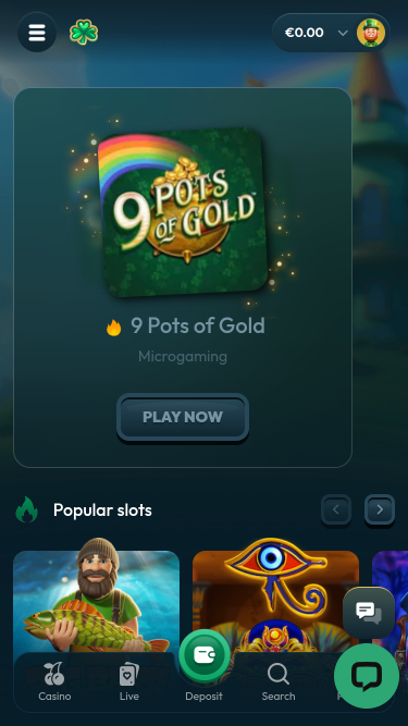 Página de inicio móvil de Luckzie Casino