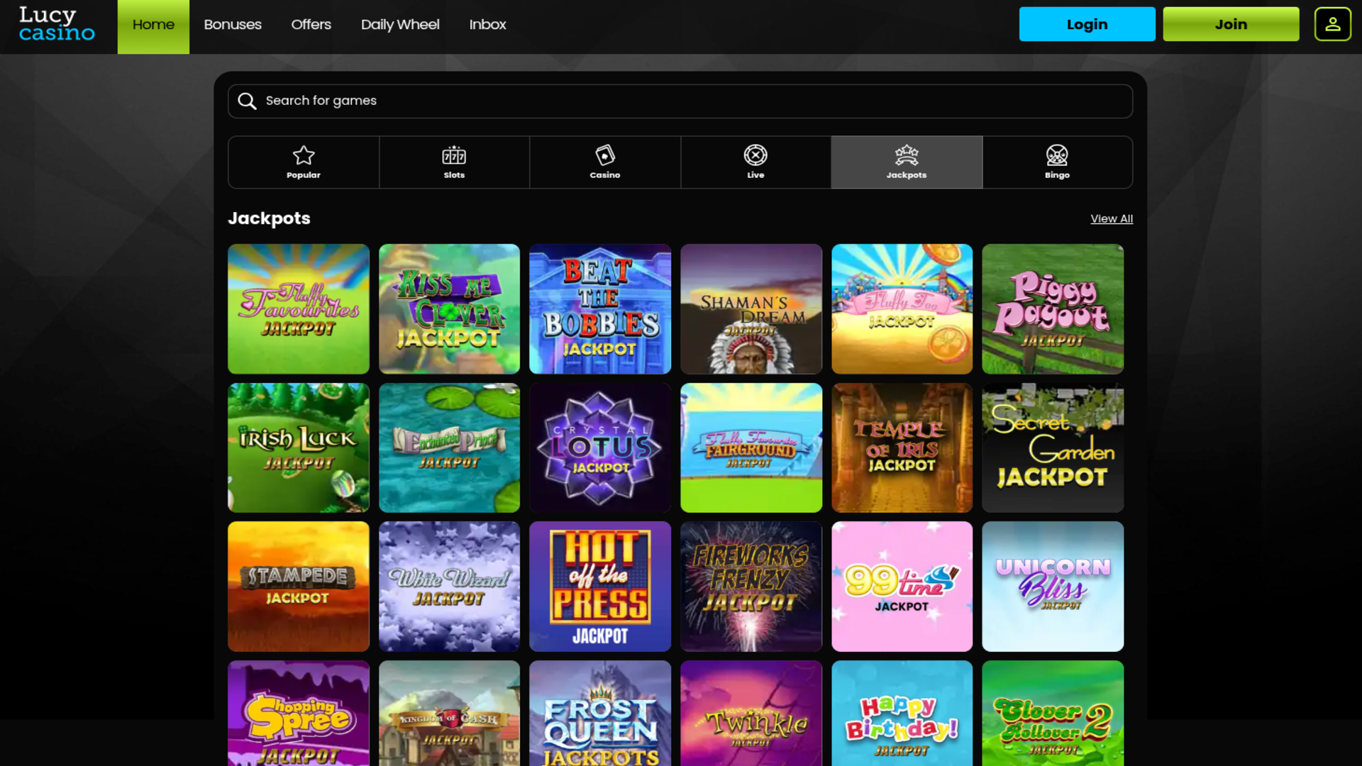 Jackpot de bureau du casino Lucy