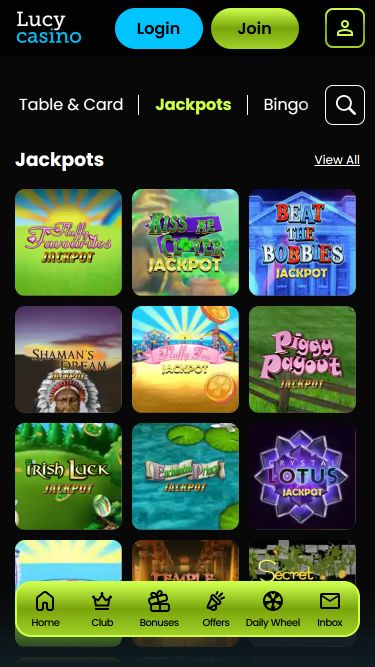 Jackpot mobile du casino Lucy
