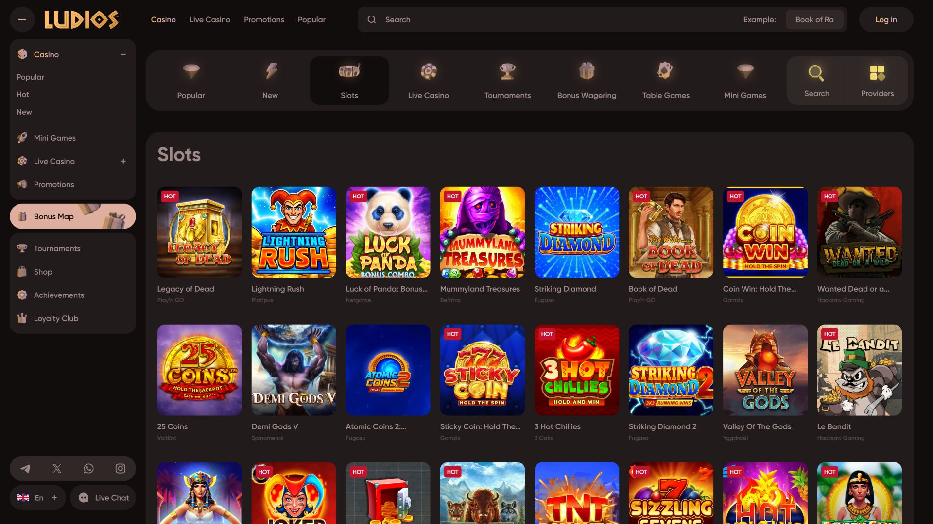 Juegos de escritorio de Ludios Casino