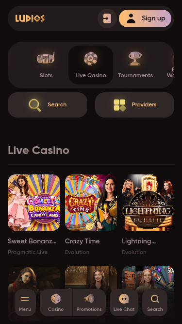 Capture d'écran des croupiers en direct du casino Ludios pour mobile