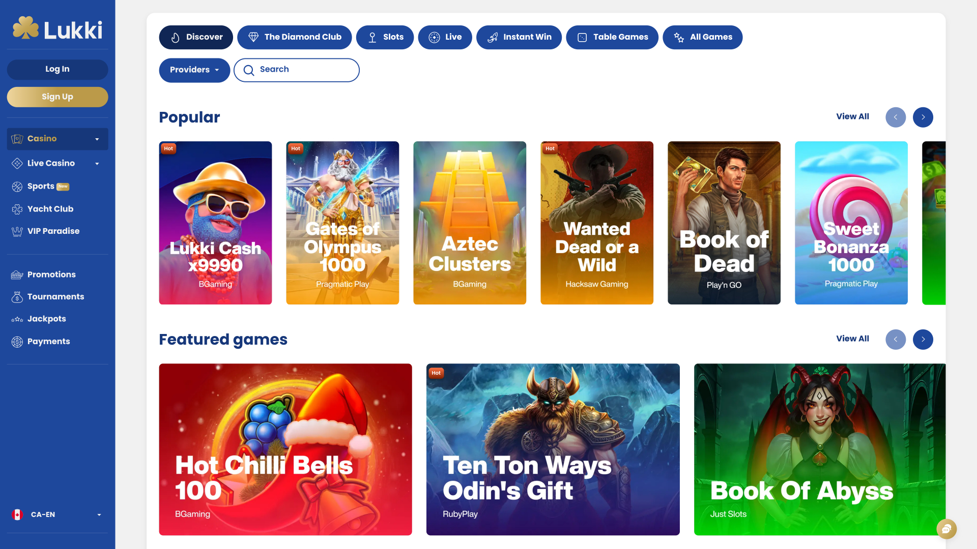 Jeux de casino Lukki sur ordinateur