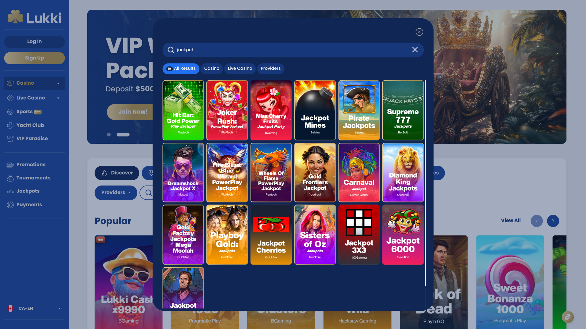 Jackpot de bureau du casino Lukki